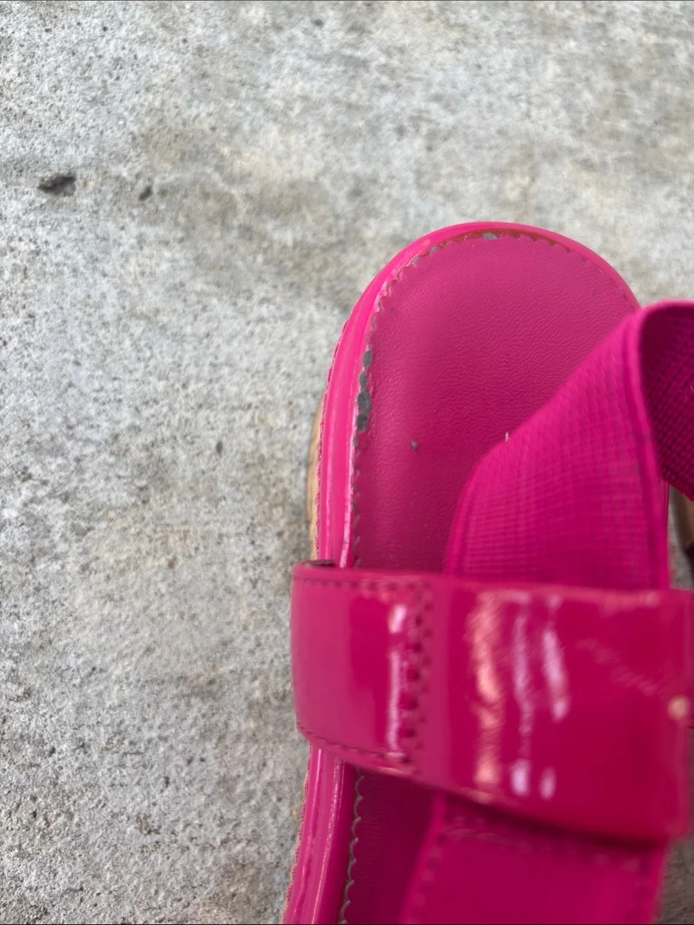 Laura Ashley Bright Pink Elastic Crossover Cork Wedge Sandals